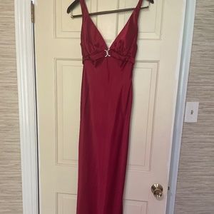 Sexy red satin formal gown